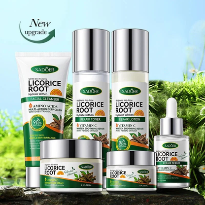 SADOER Licorice Root Clear Glow Skin Care (6) Piece Set