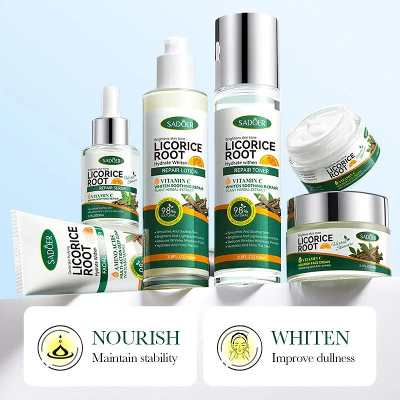 SADOER Licorice Root Clear Glow Skin Care (6) Piece Set