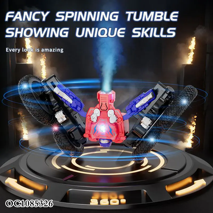RC Transforming Robot Stunt Car with Steam Spray & LED Light Show